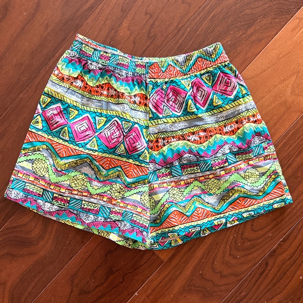 Vintage surf style tribal Colorful Patterned 100% cotton shorts medium